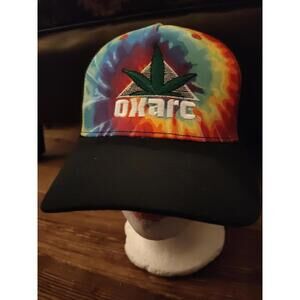 Marijuana leaf Tie Dye oxarc Snapback trucker hat/cap EUC
